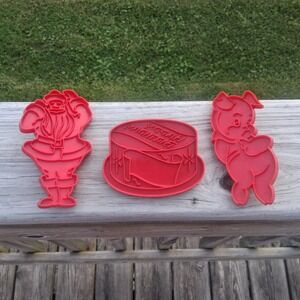 1970s Tupperware Cookie Cutters Red Holiday Birthday Christmas 3 Vintage Lot 70s